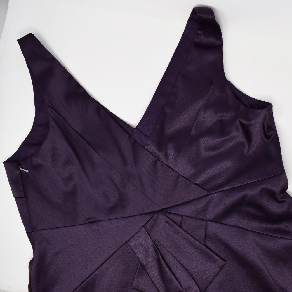 JS Collections Evening Cocktail Dress Women 16 Satin Eggplant Purple Event Prom - Picture 7 of 12